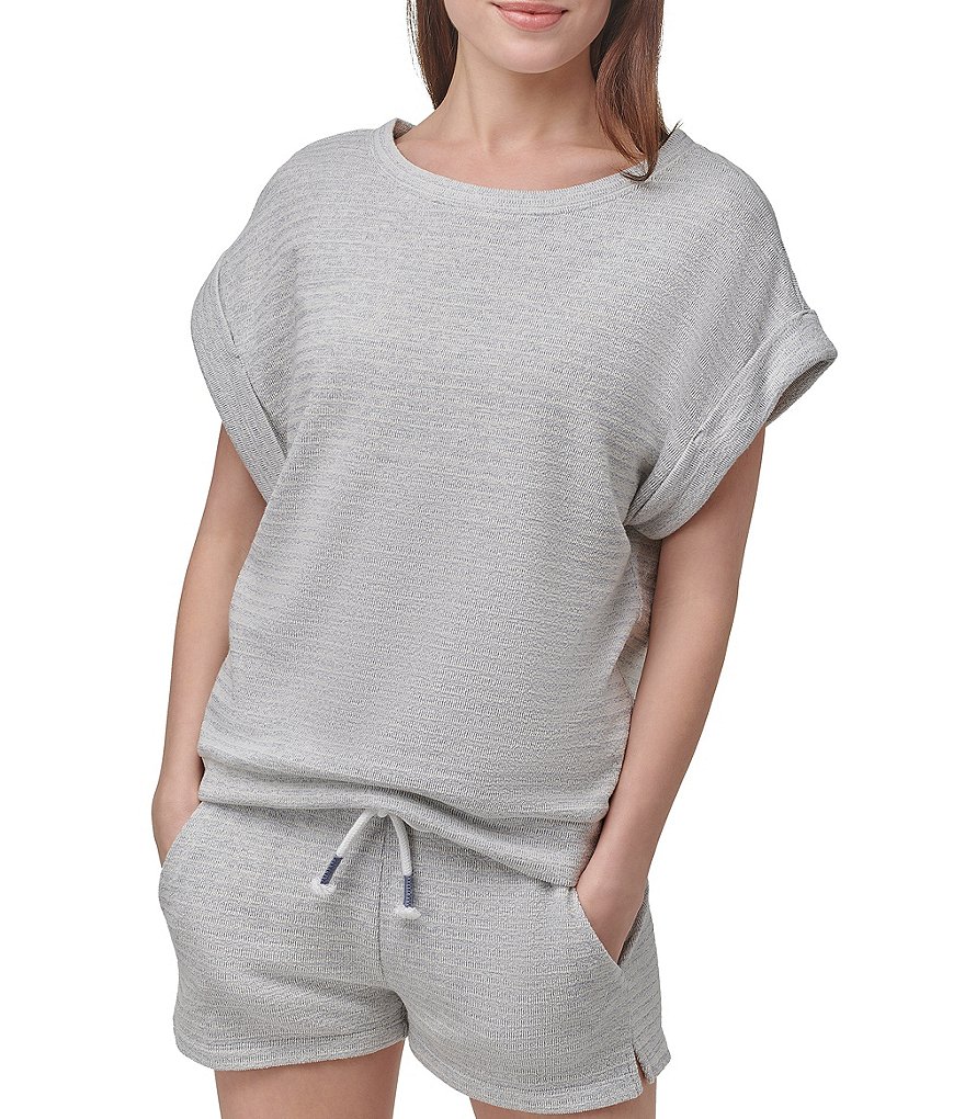 Marc New York Beach Fleece Short Sleeve Coordinating Pullover Top