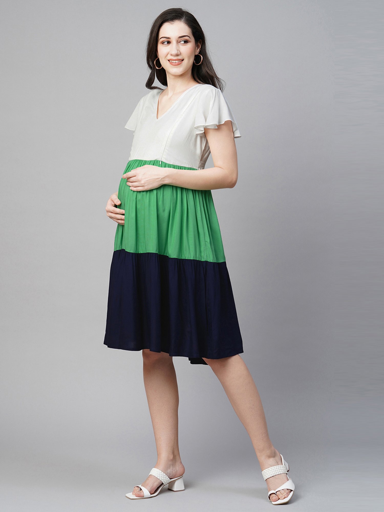 MomToBe Multicolored Color-Block Maternity Dress