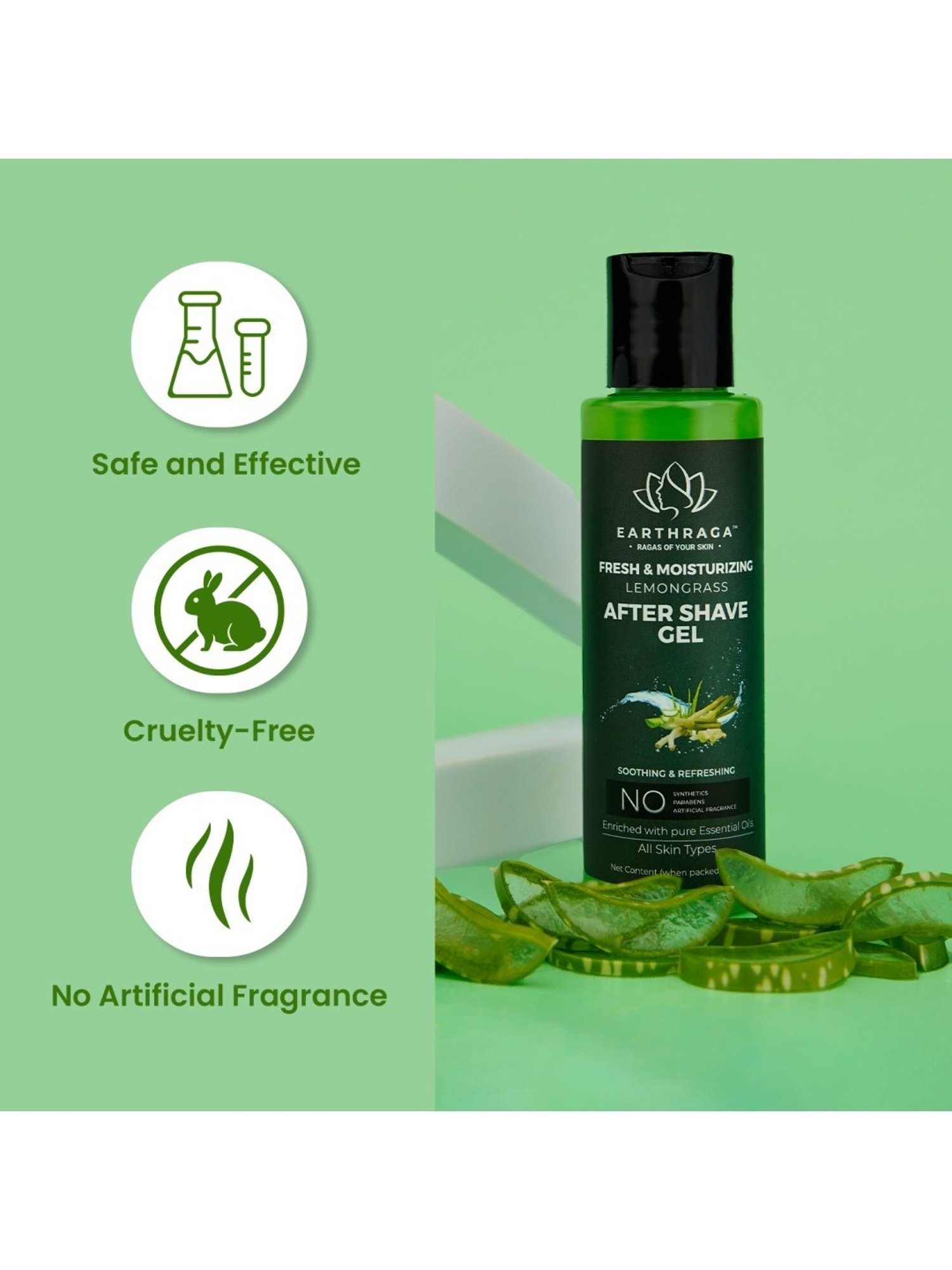 Earthraga Fresh & Moisturizing Mint Glacier After Shave Gel - 100 ml