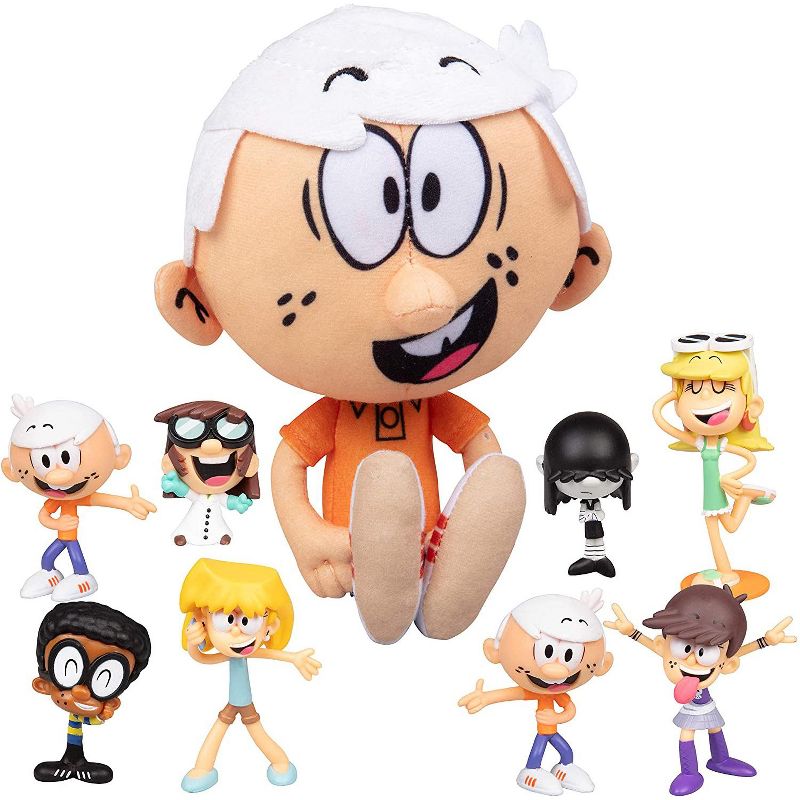 Jazwares The Loud House Multi-Pack Toy Gift Set - Includes Two Character Figure 4-Packs and a Lincoln Plush, 9 Pieces