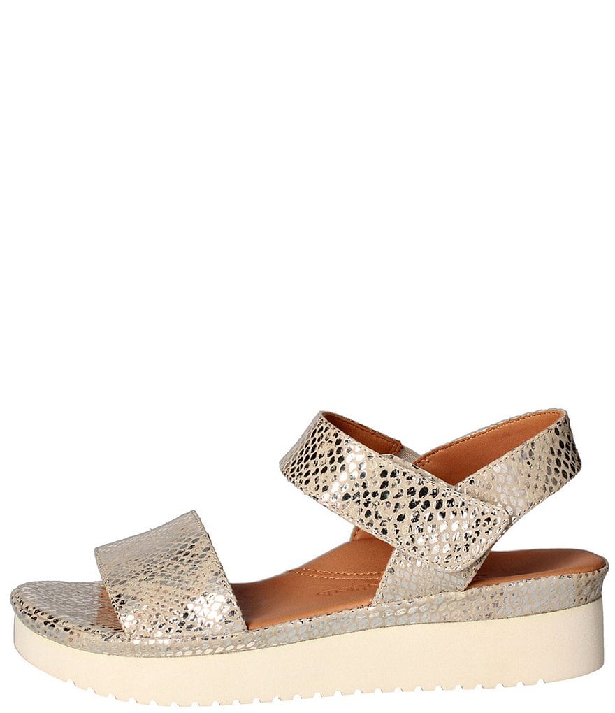 L'Amour Des Pieds Abrilla Snake Print Leather Platform Wedge Sandals