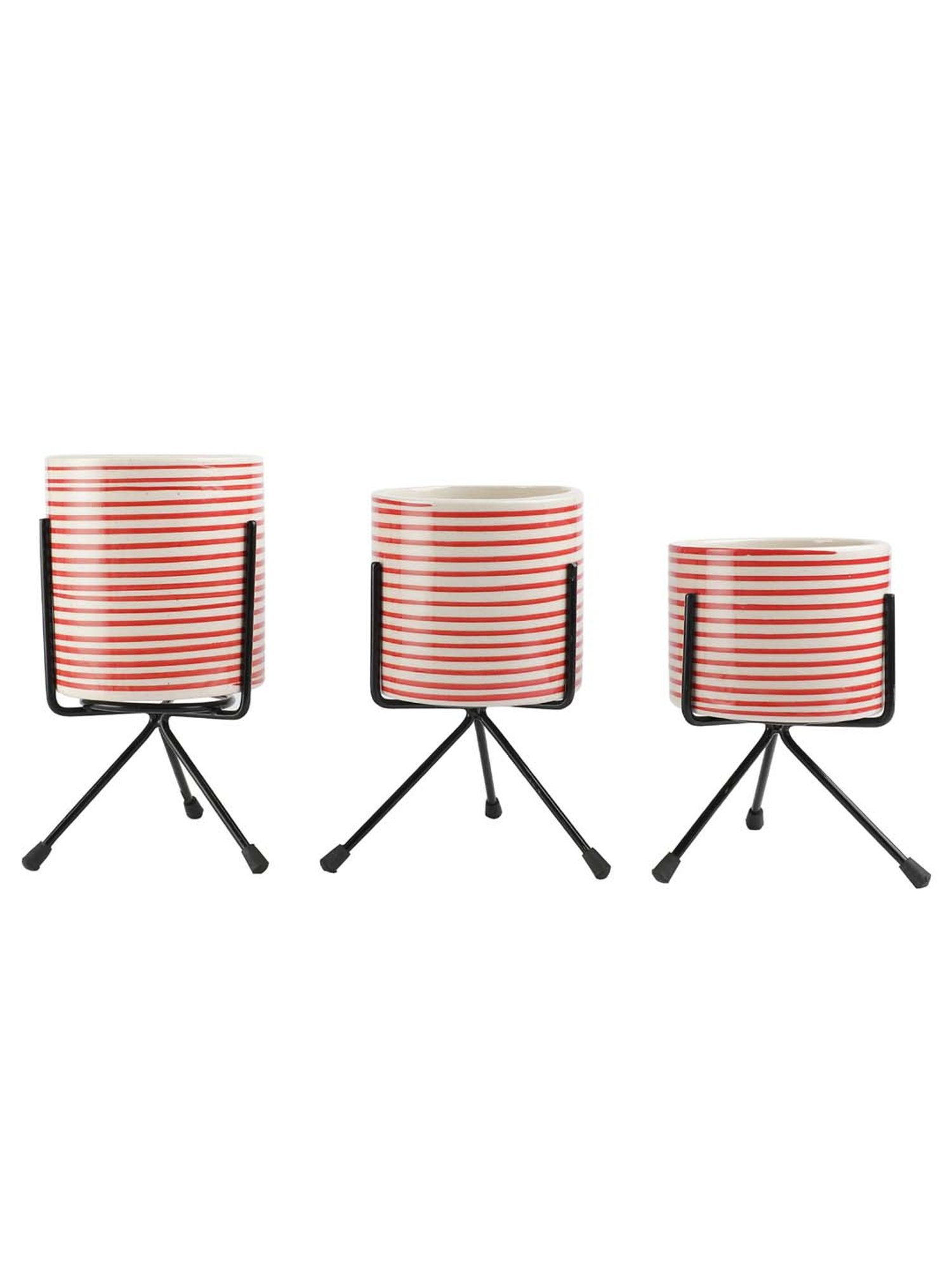 VarEesha Parikrama Red & Off-White Ceramic Planter Pots - Set of 3