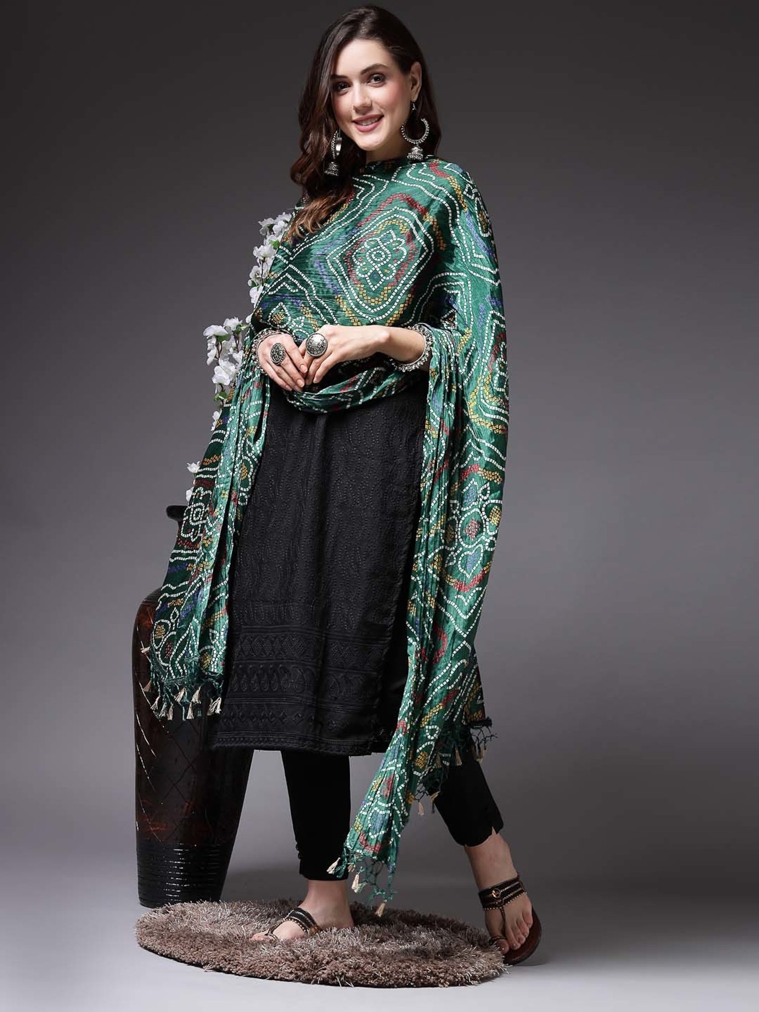 Stylum Green Printed Dupatta