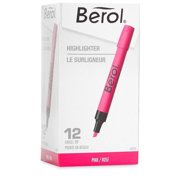Berol 4009 Highlighter Chisel Tip Pink Dozen 64327