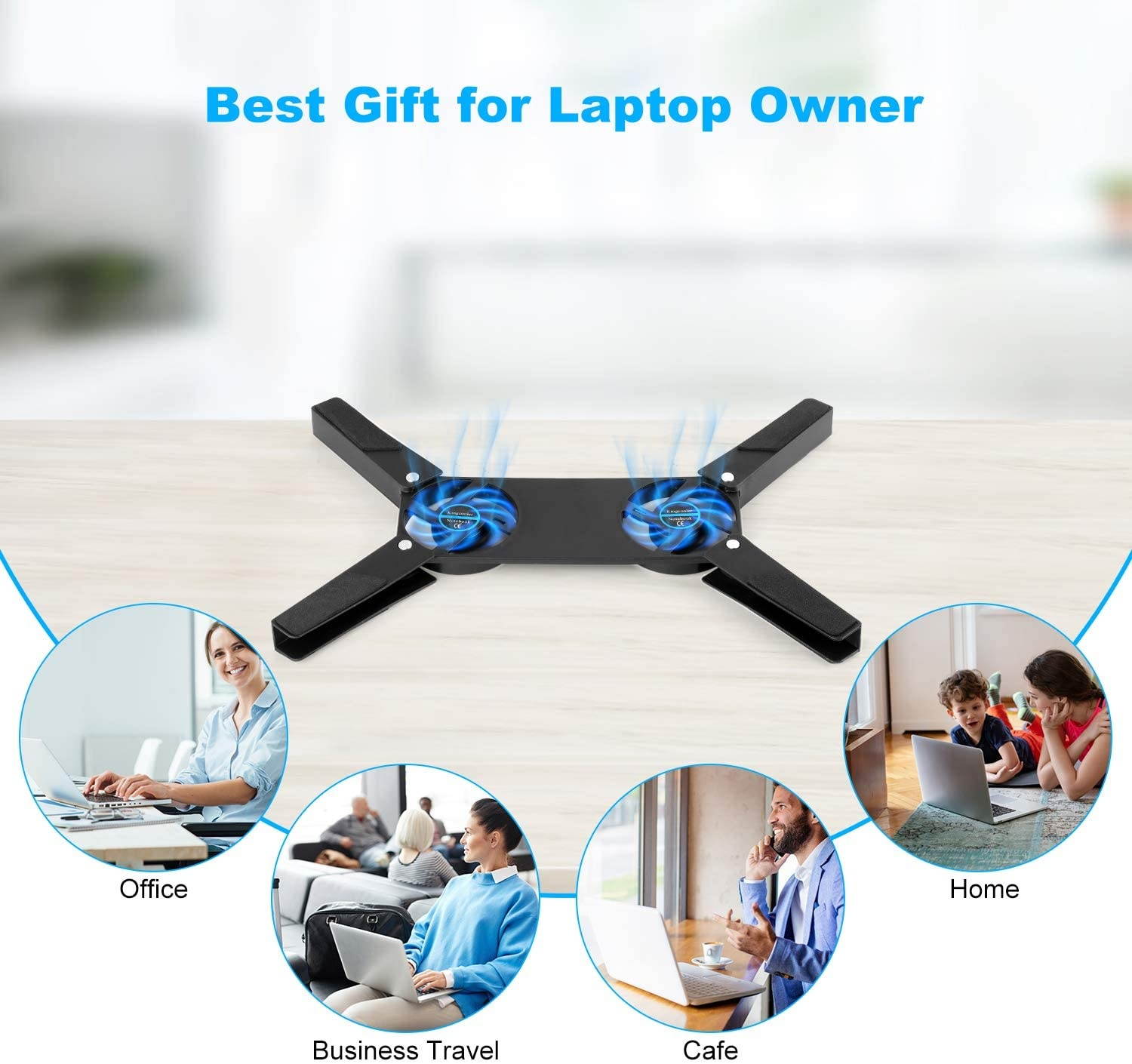 STSUNEU Folding Laptop Cooling Pad 2 Fans USB Laptop Cooler Cooling Pad Laptop Fan Light Quiet Notebook Computer Cooler Cooling Pad Stand