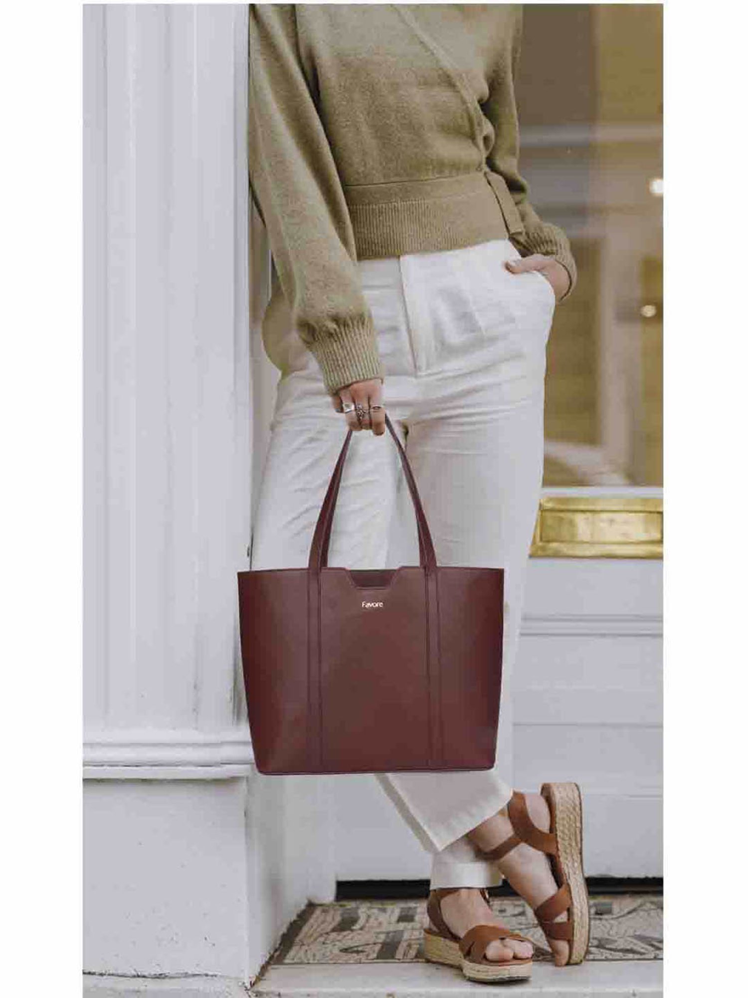 Favore Maroon Solid Medium Totes