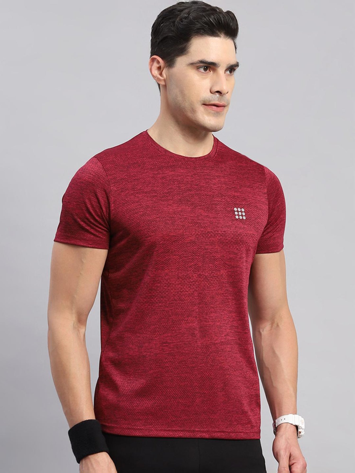 Rock.it Wine Regular Fit Self Pattern T-Shirt