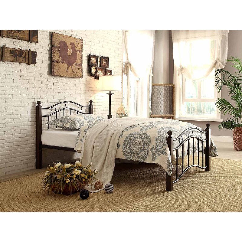 Homelegance Twin Size Averny Metal Platform Bed Frame and Storage Space Below with Headboard and Footboard, Black