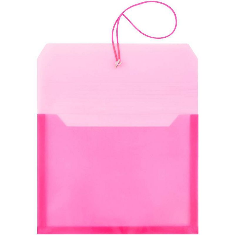JAM Paper Plastic Envelopes with 2 5/8" Expansion, Elastic Closure, Letter Booklet, 9 3/4'' x 13'', Fuchsia Pink Poly, 12pk