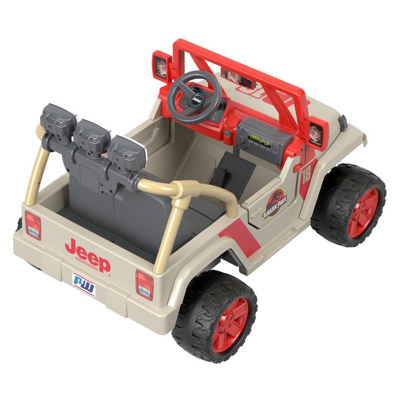 Power Wheels 12V Jurassic Park Jeep Wrangler Powered Ride-On - Cream/Red