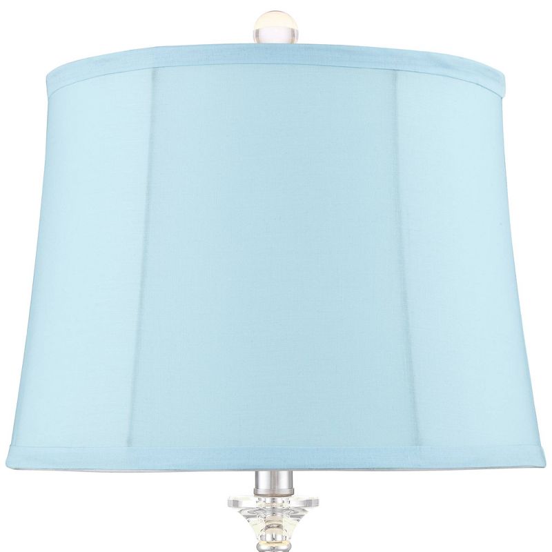 360 Lighting Solange Silver Stacked Crystal Blue Softback Table Lamps Set of 2