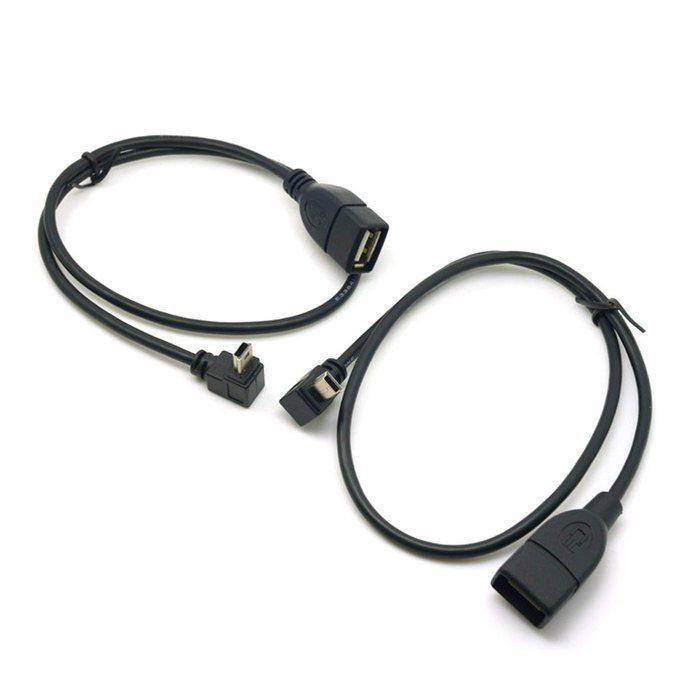 2pcs 90 Degree Up & Down Angled Mini USB Type B to USB Female OTG Cable