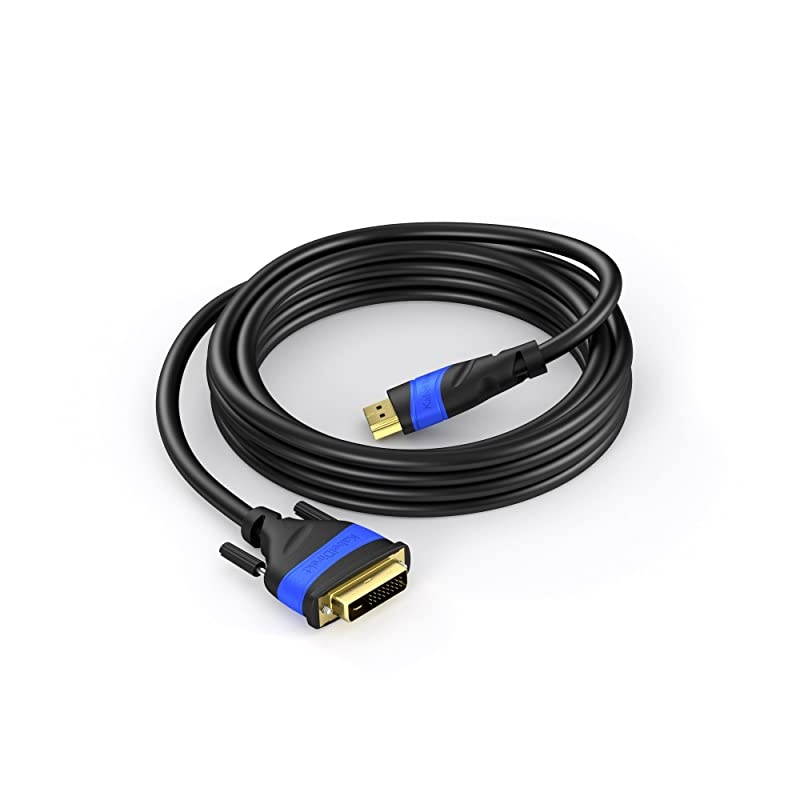 HDMI-DVI adapter cable &ndash; 25ft (bi-directional, DVI-D 24+1/High Speed HDMI cable, 1080p/Full HD, digital video cable, connect HDMI devices to DVI monitors or vice-versa, black)