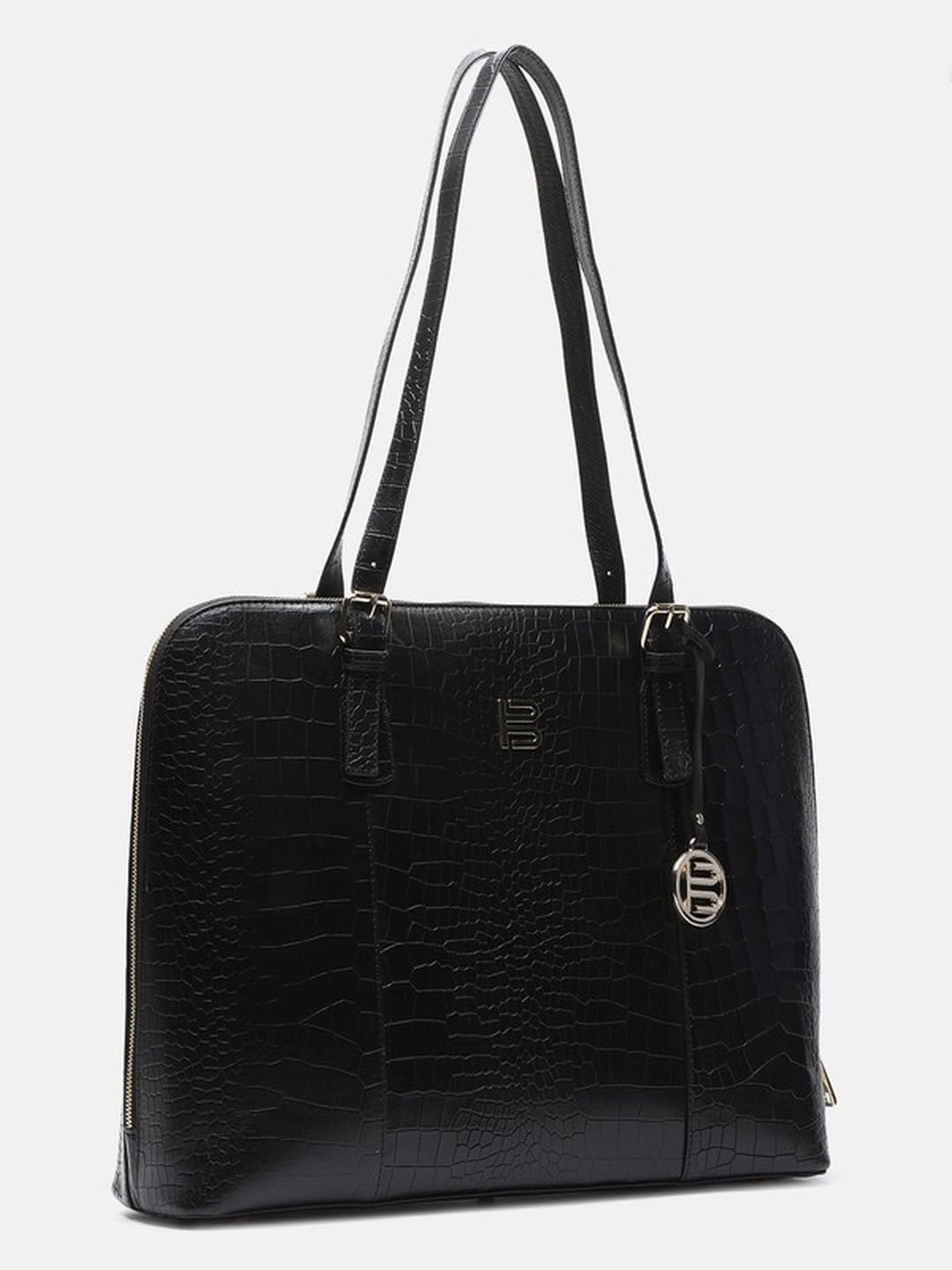 BAGATT Black Leather Textured Shoulder Handbag