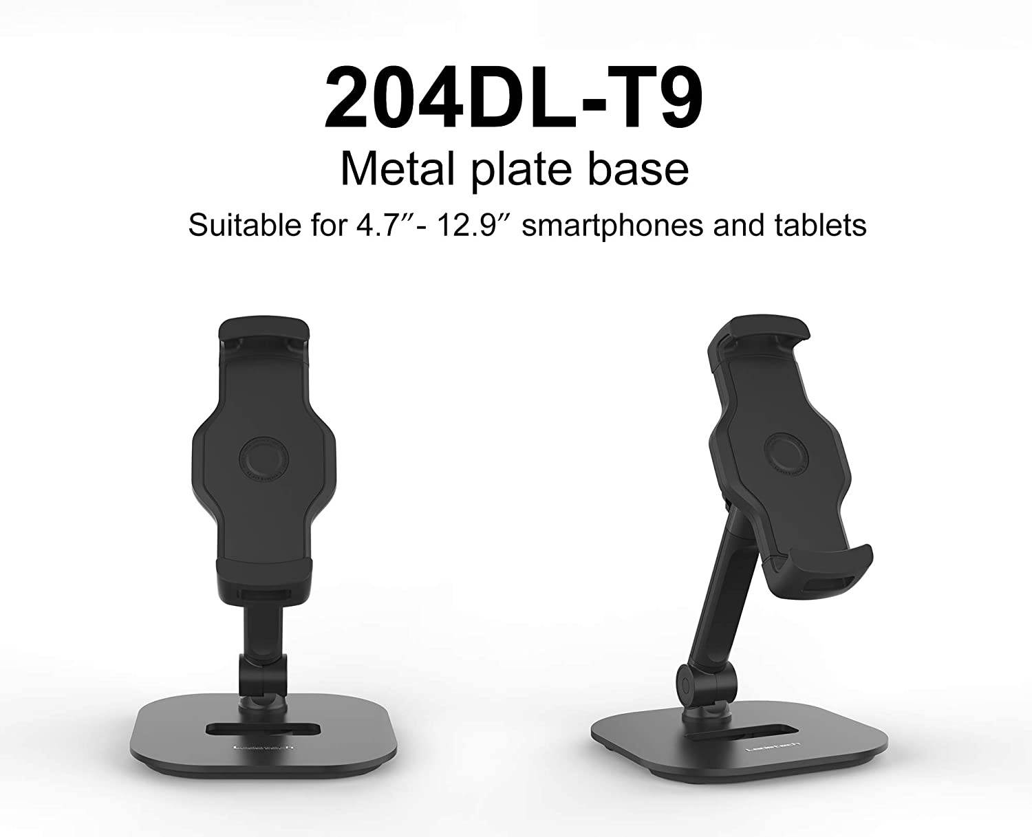Ledetech Sturdy Smart Device Holder/Tablet Mount, 360&deg; Swivel Metal Base Tablet Stand & Phone Holder with Bracket Cradle Clamps 4-13" Devices for Kitchen, Office Desk, Showroom (Matt Black)