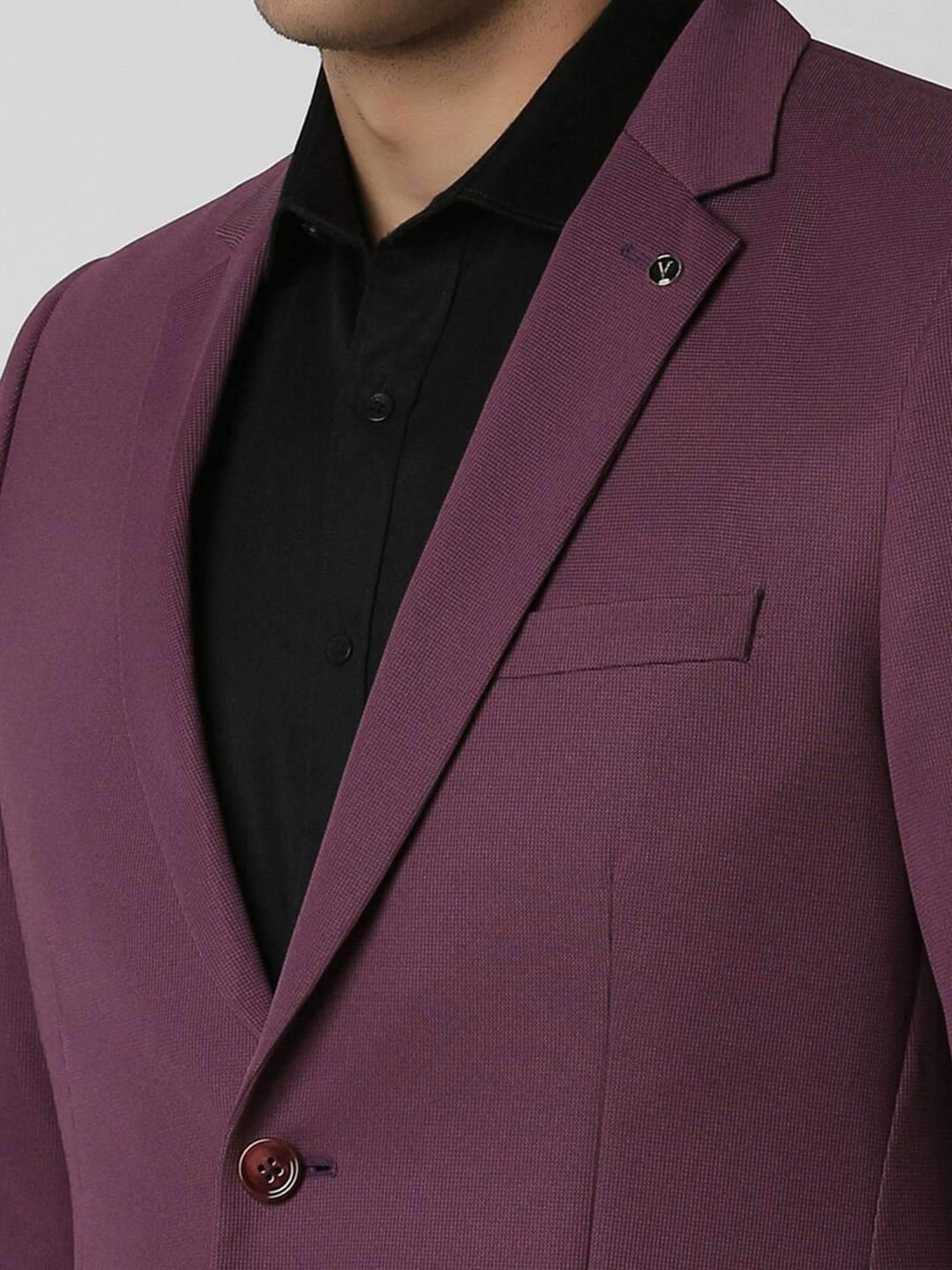 Van Heusen Purple Slim Fit Texture Blazer