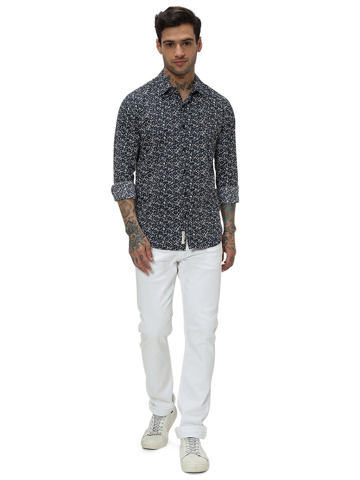 Mufti Navy Slim Fit Printed Shirt