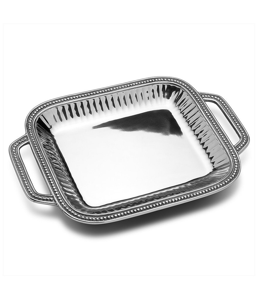 Wilton Armetale Flutes & Pearls Large Tray with Handles