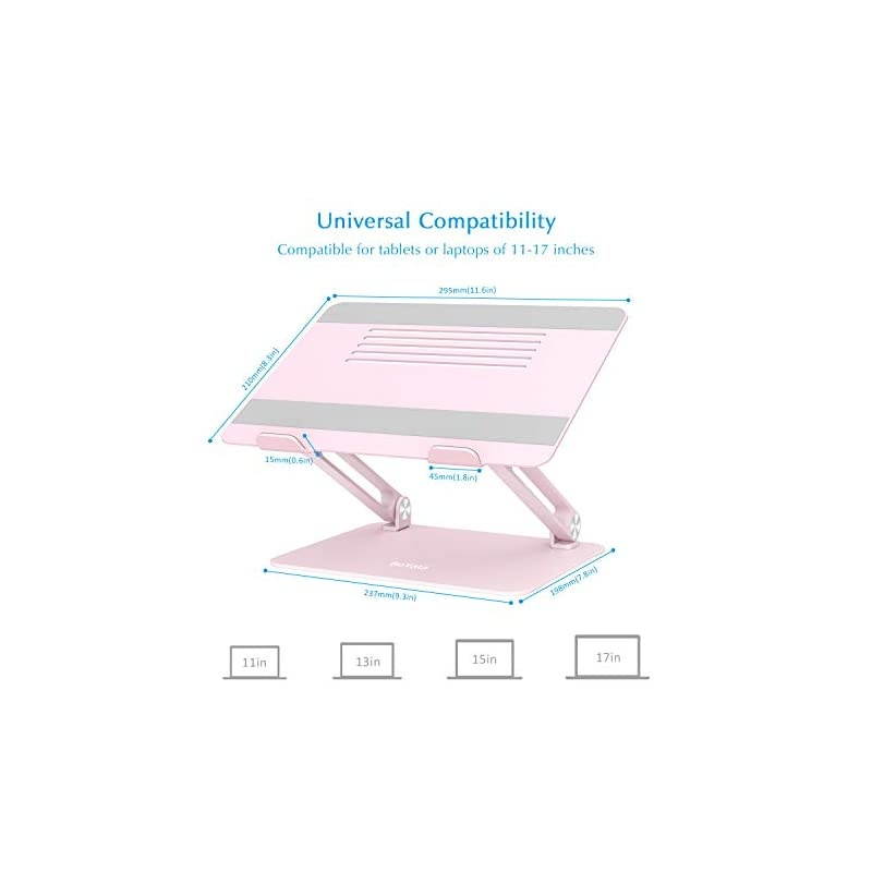 Laptop Stand,  Adjustable Laptop Riser with Slide-Proof Silicone and Protective Hooks, Notebook Stand for Laptop up to 17 Inches, Laptop Holder Compatible for MacBook, Laptop-Space Gray