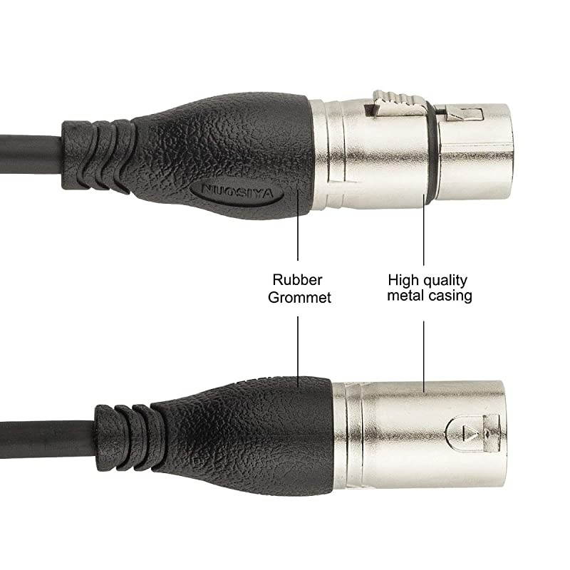 XLR Microphone Cable 10ft,3 Pin XLR Patch Cables Cords DMX Cable(2 Pack)
