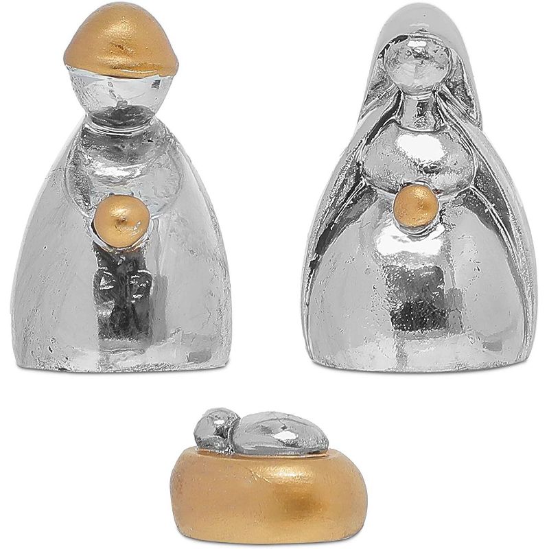 Faithful Finds 10 Pieces Nativity Scene Figurines, Religious Christmas Decorations, Silver