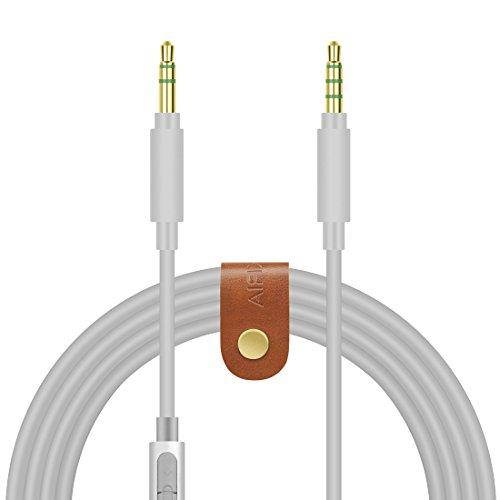 geekria quickfit cable for sony mdr1000x, mdr100aap, mdr100abn, mdrxb950bt, xb650bt, xb750bt, mdr1a/tanglefree premium headphone replacement audio cord with mic 3.5mm male, grey 5ft