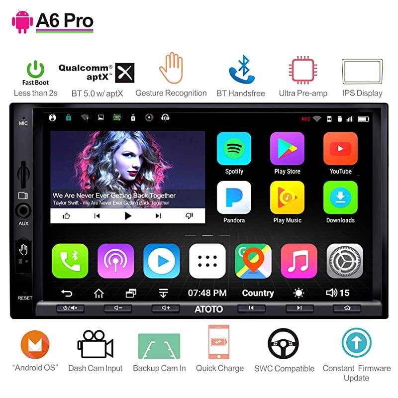 A6 Android Car Navigation Stereo with Dual Bluetooth & Phone Fast Charge - PRO A6Y2721PRB-G 2GB / 32GB 2DIN in Dash Entertainment Multimedia Radio,Gesture Operation,WiFi, Support 256G SD &More