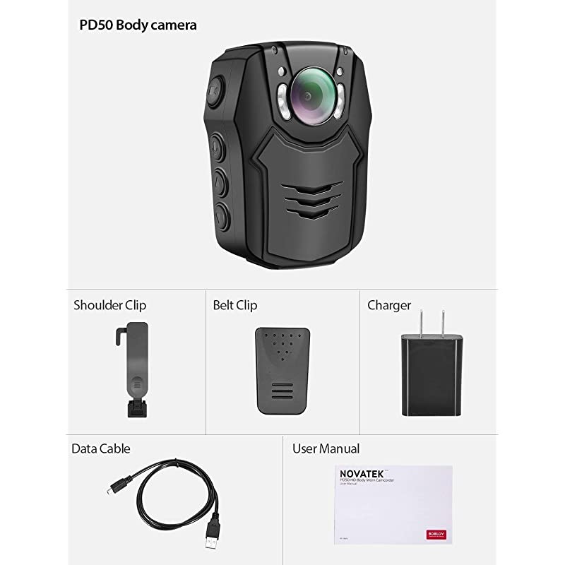 PD50 Body Camera 64GB 1296P Body Worn Mounted Camera Lightweight Smart Fast Charging Night Vision Cam 150 Degree Angle Playback 5-7Hours Recording (64G) (32GB)
