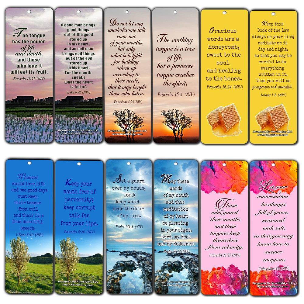 Christian Bookmarks Scriptures Cards (60-Pack) from NIV Bible - Speak Life Bible Verses About The Tongue- Religious Gifts for Men Women Teens Kids - God's Blessing Wisdom Devotional Book Markers
