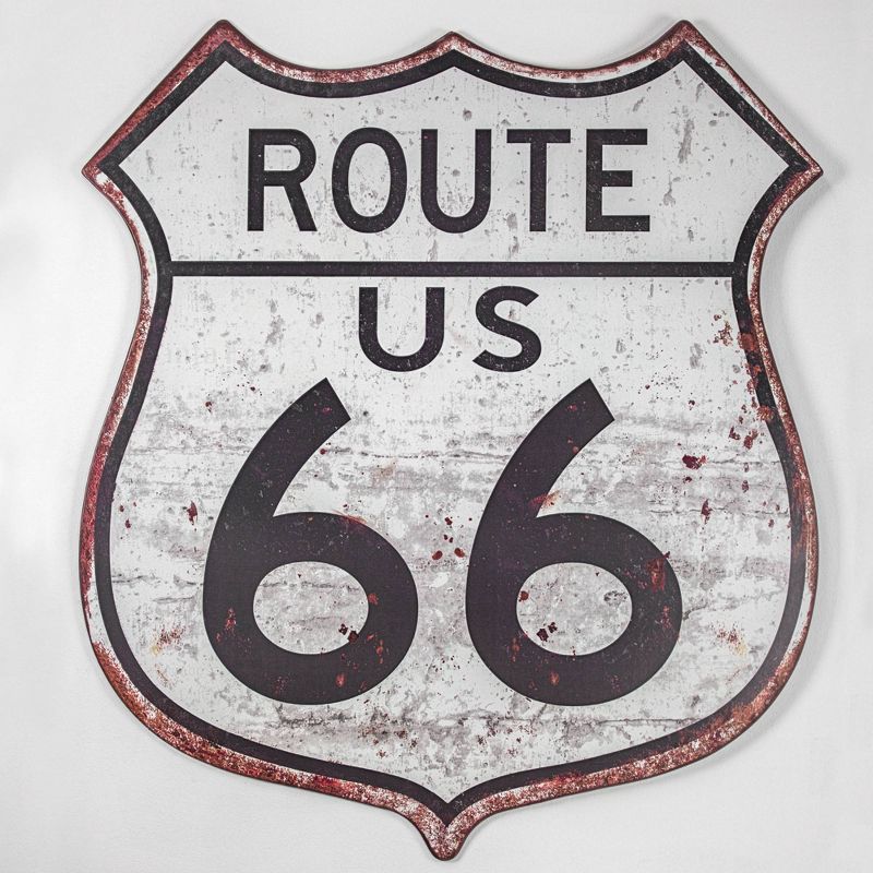 Route 66 Metal Sign Gray/Black - Crystal Art Gallery