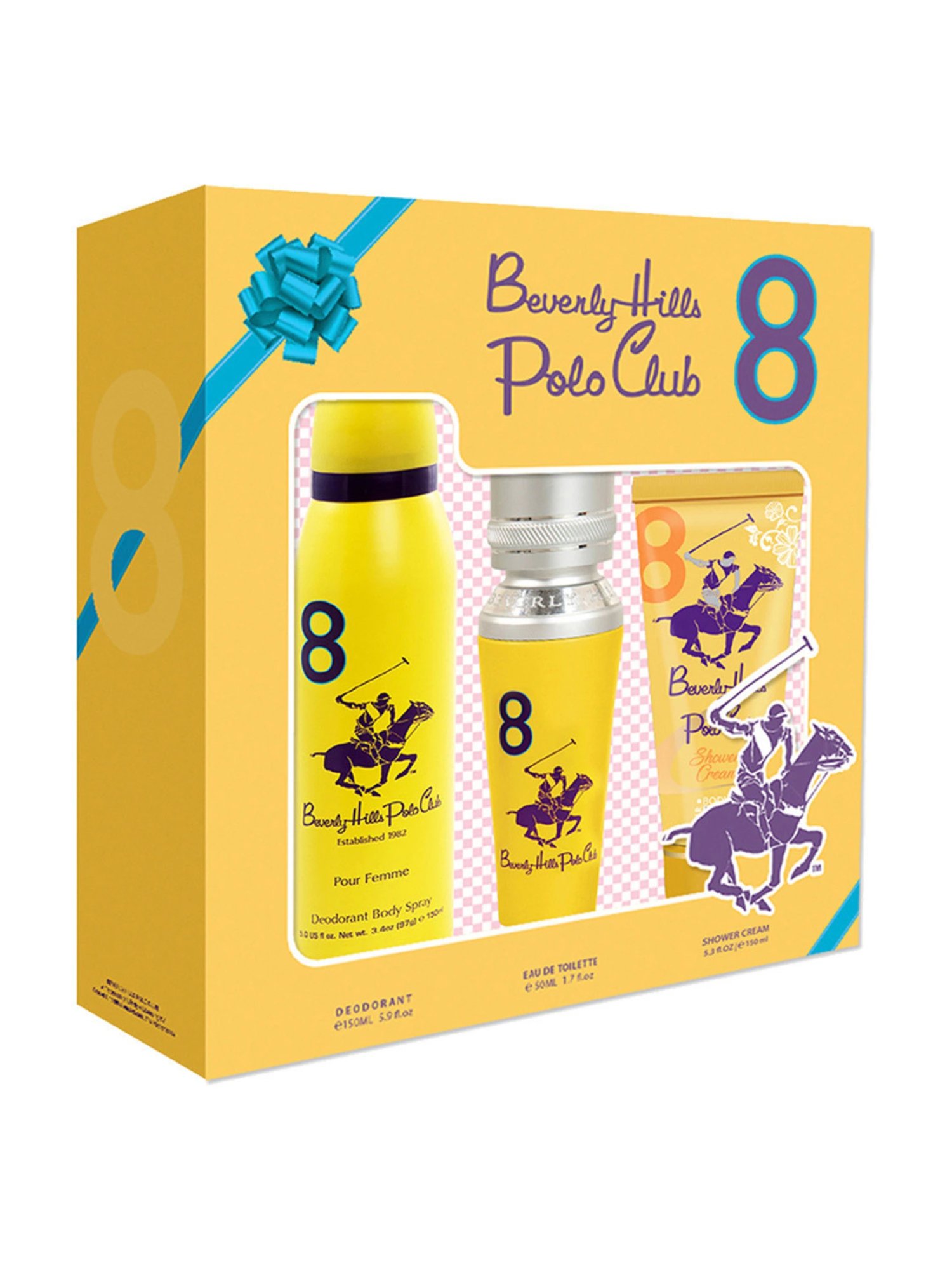 Beverly Hills Polo Club No.8 Gift Set for Women with EDP, Deodorant & Shower Cream