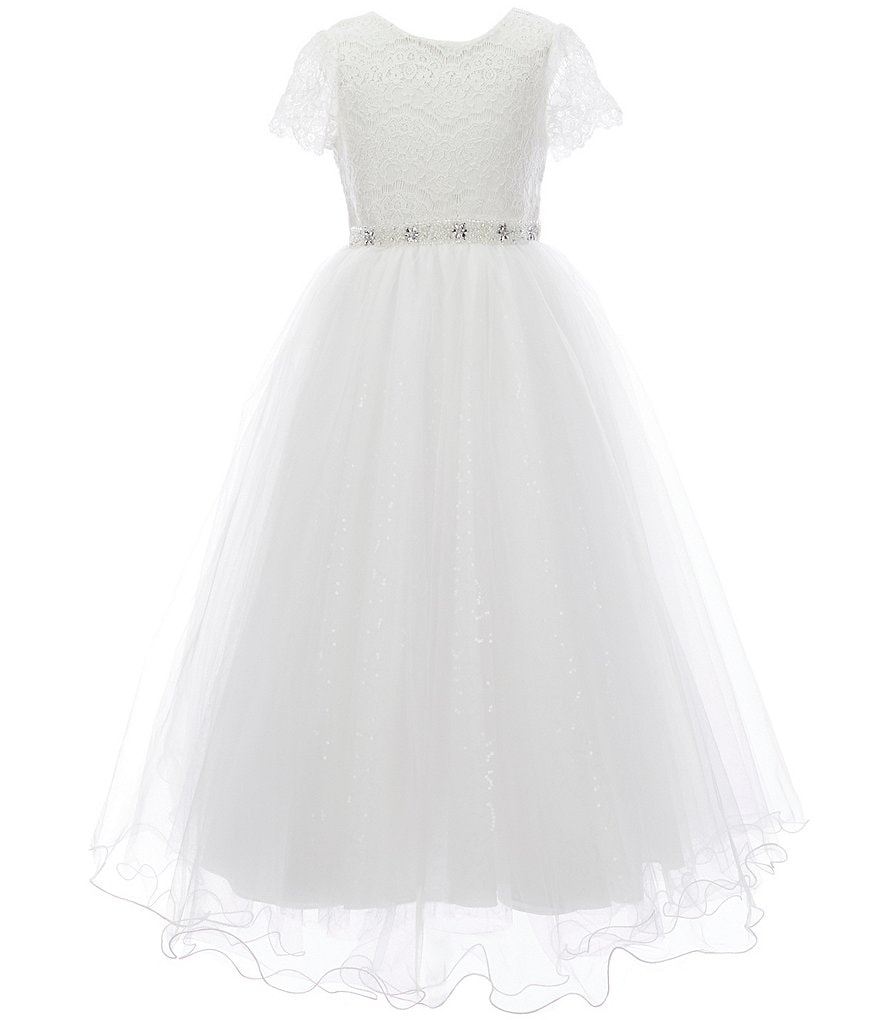 Honey and Rosie Big Girls 7-16 Sleeveless Ruffled Neck Scuba Skater Dress