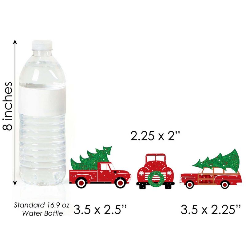 Big Dot of Happiness Merry Little Christmas Tree - Dessert Cupcake Toppers - Red Truck and Car Christmas Party Clear Treat Picks - Set of 24