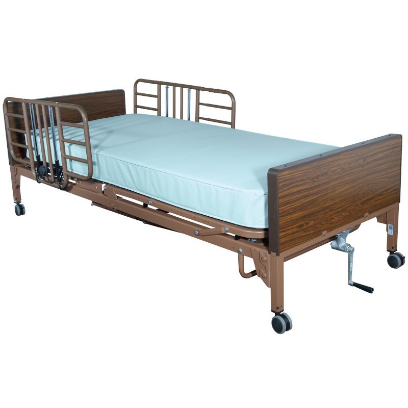 Drive Medical 15208BV Half Length Adjustable Width Thick Steel Home Bed Side Rail for Medical Beds, Hospitals, and Nursing Homes, Brown