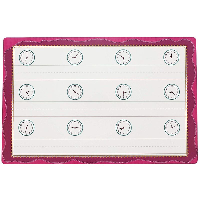 Juvale 6-Pack Double Sided Dry Erase Learning Mats Boards - Math, Time, Money, Shapes, 17 x 11 in