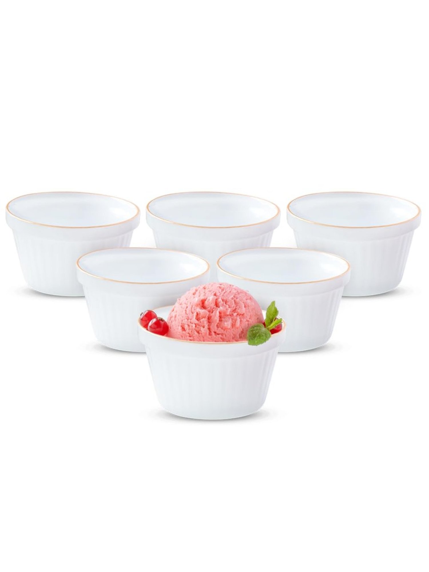 Larah by Borosil White Glass Ice Cream Bowl - Set of 6