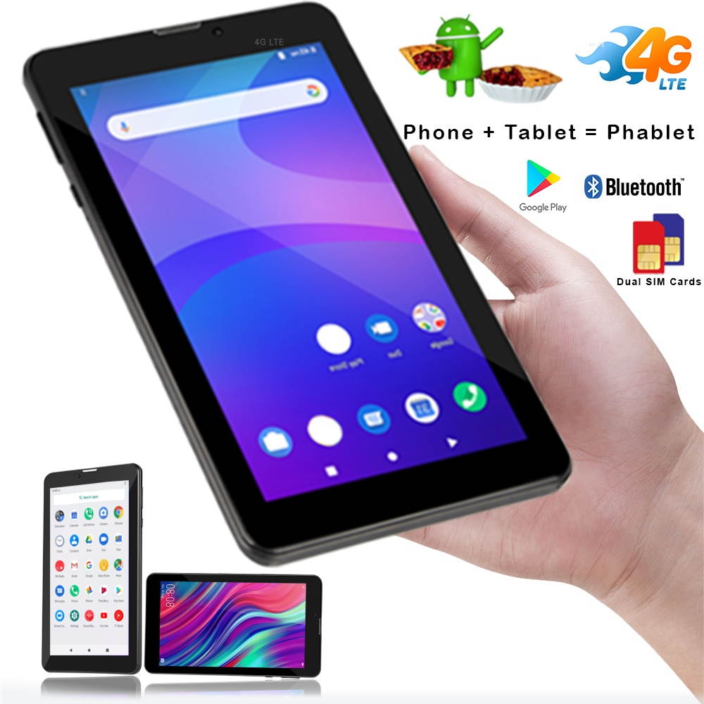 Indigi Unlocked 7.0" Tablet with Free Bluetooth headset WiFi+4G LTE Smart Phone Android 9.0 Pie- Free BH320 Bluetooth