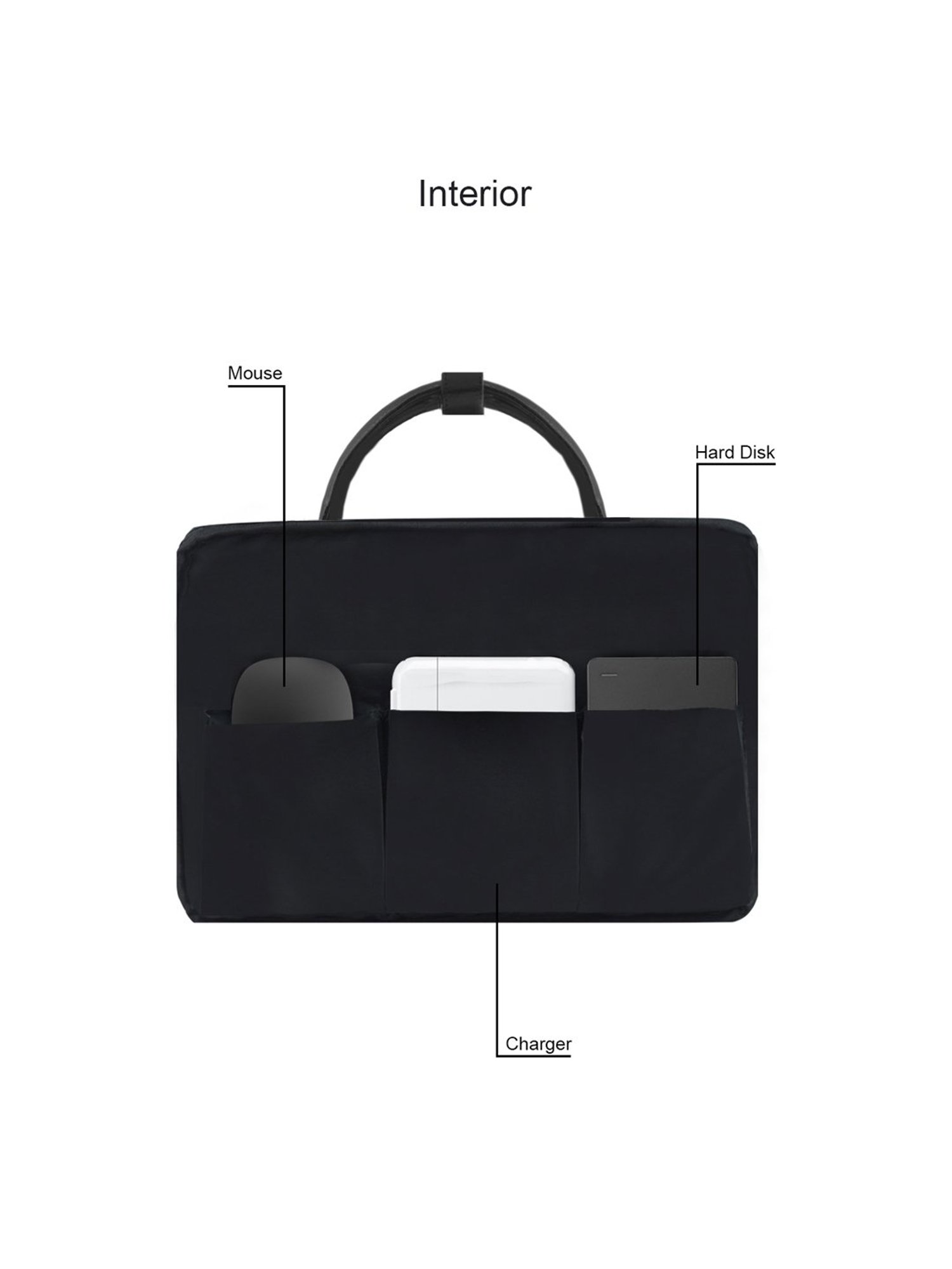 Carriall Elegant Black Polyester Medium Laptop Messenger Bags