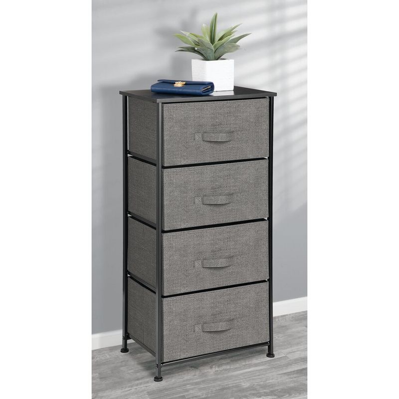 mDesign Vertical Dresser Storage Tower with 4 Drawers - Charcoal Gray/Black