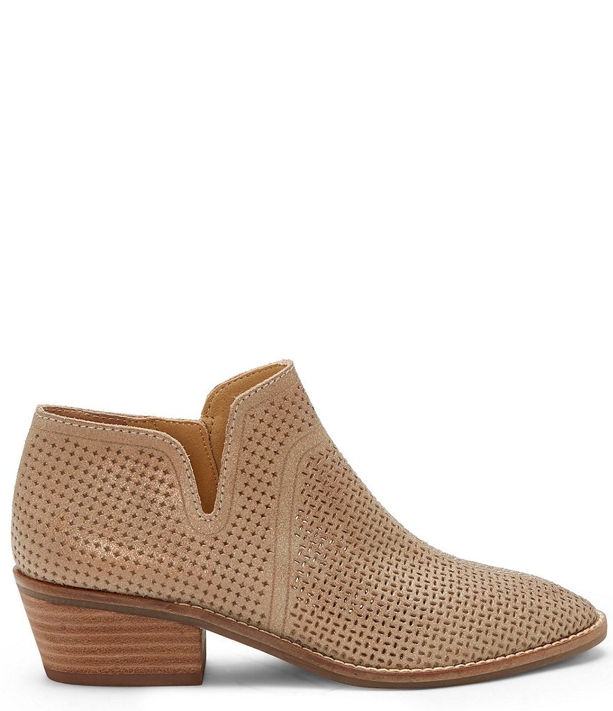 Lucky Brand Feyan Perforated Leather Block Heel Booties