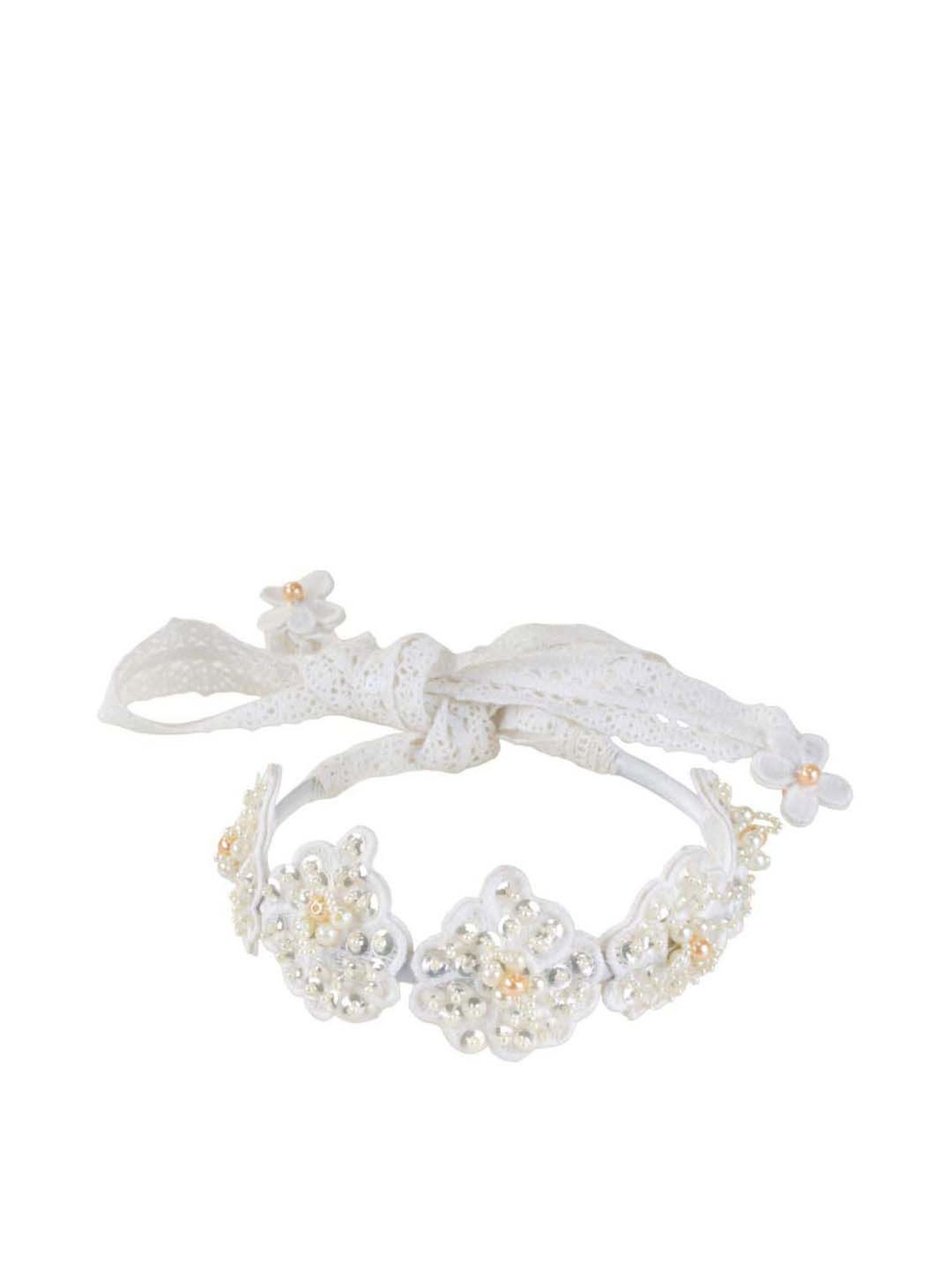 Choko Off White Embellished Hair Band