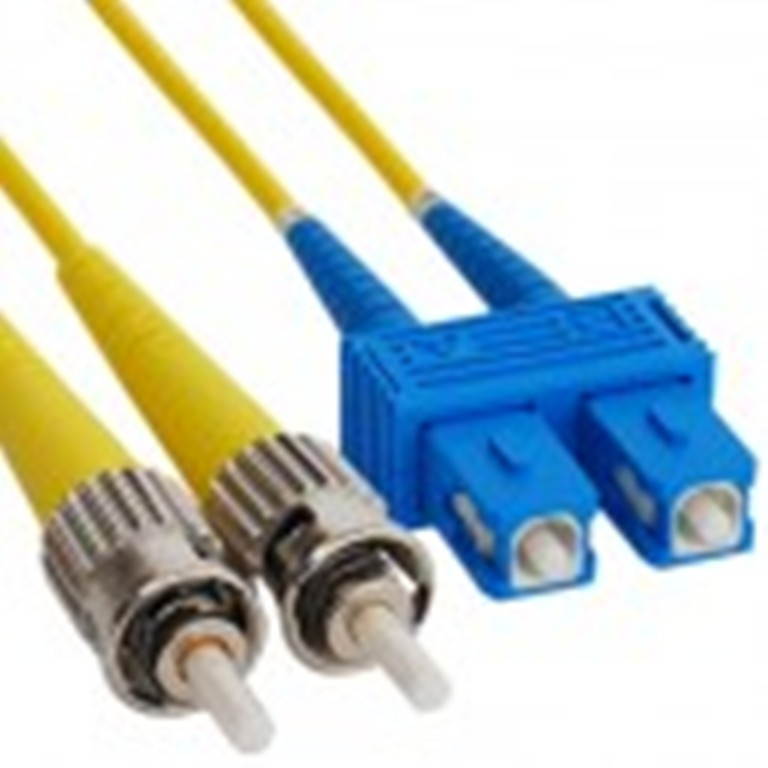 SC-ST Fiber Optic Patch Cord, Duplex, Singlemode (OS1), Yellow, 7 Meters