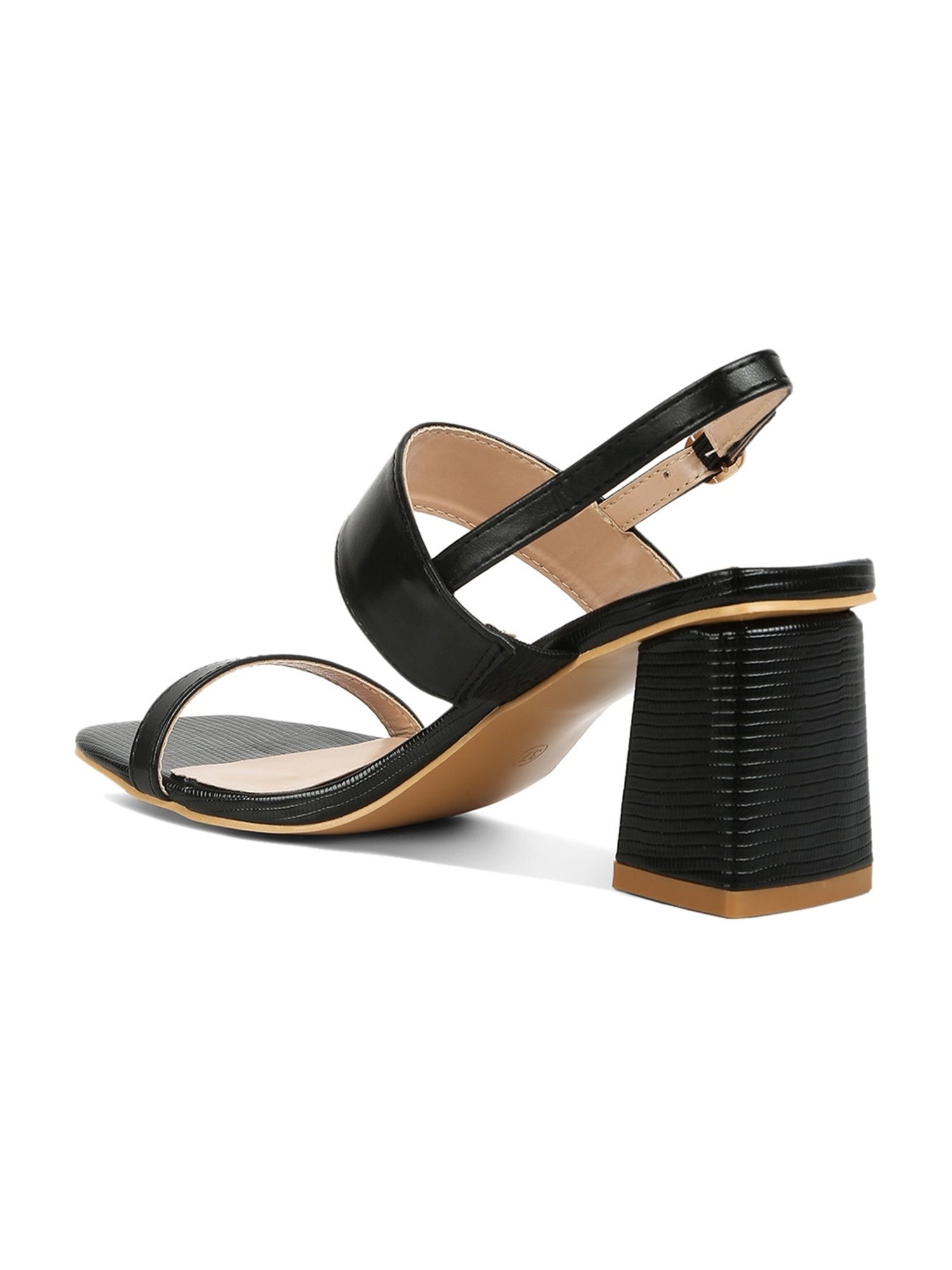 London Rag Women's Black Back Strap Sandals