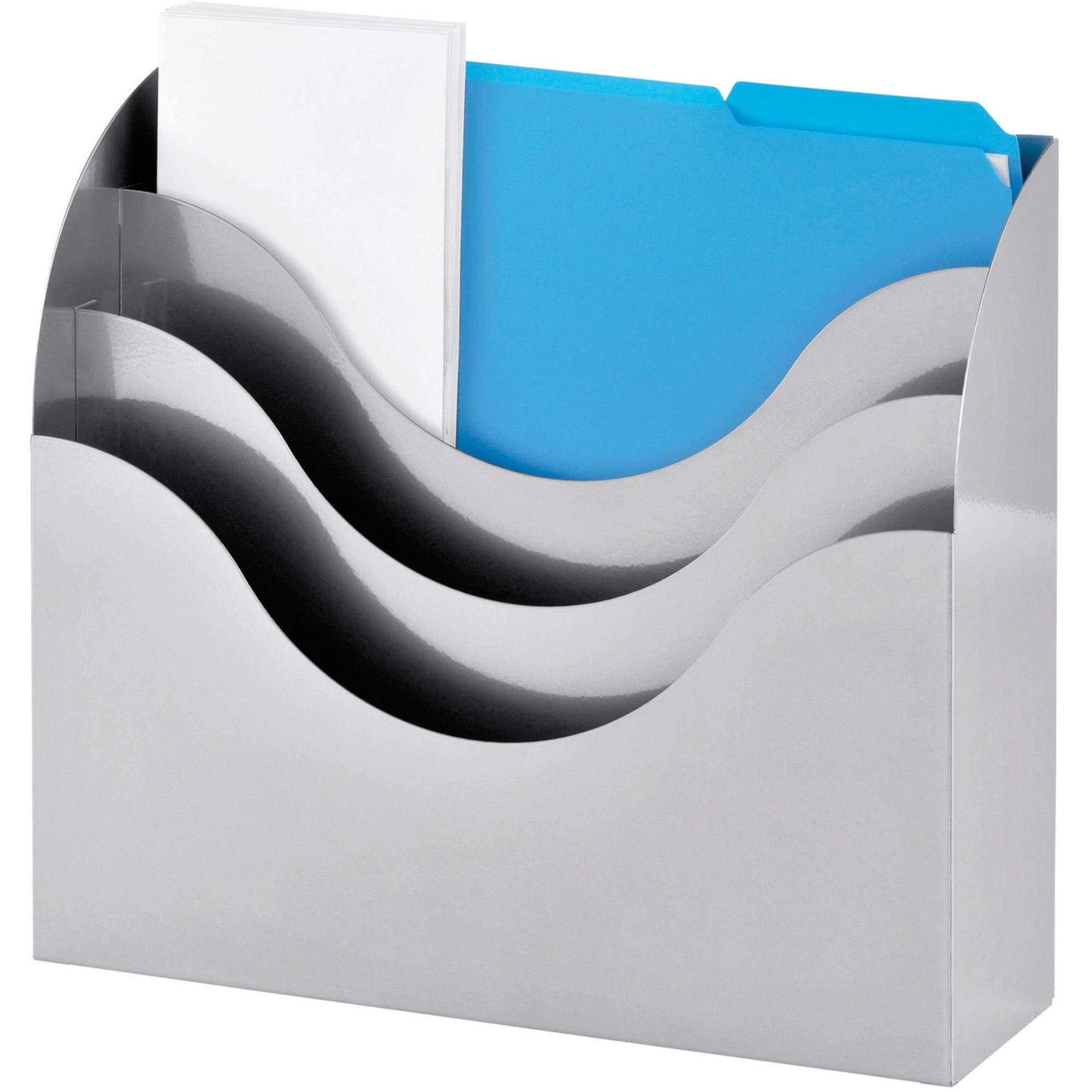 MMF SteelMaster 3-Tier Sorter - 3 Tier(s) - 12.9" Height x 11.5" Width x 3.5" Depth - Wall Mountable, Desktop - Recycled