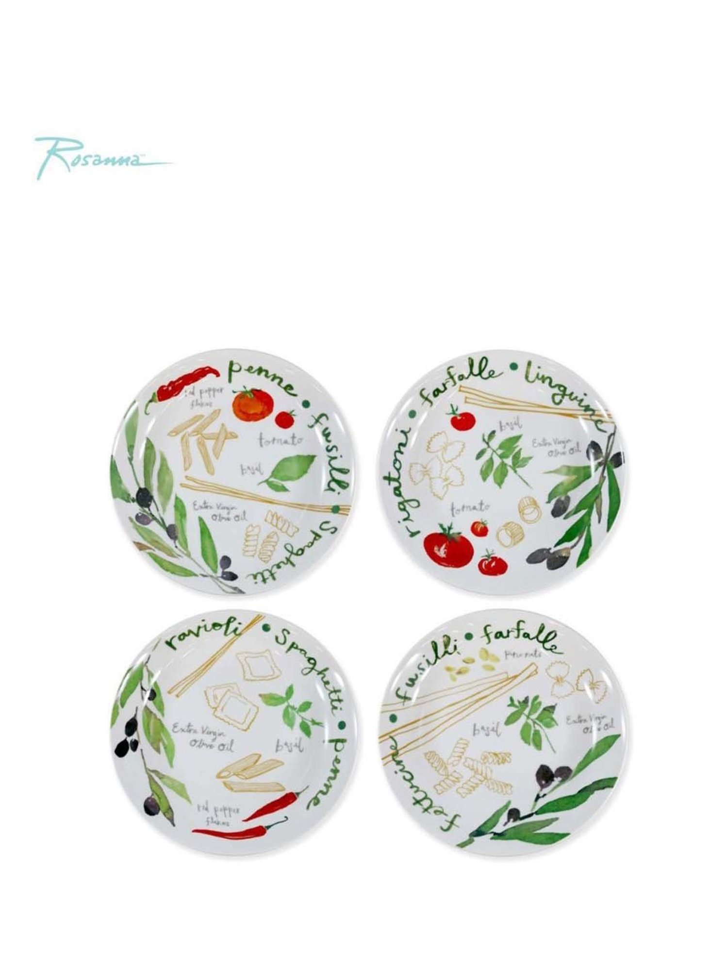 Rosanna 4-Piece Multi Cook Eat Love Medium Printed Bowls Set