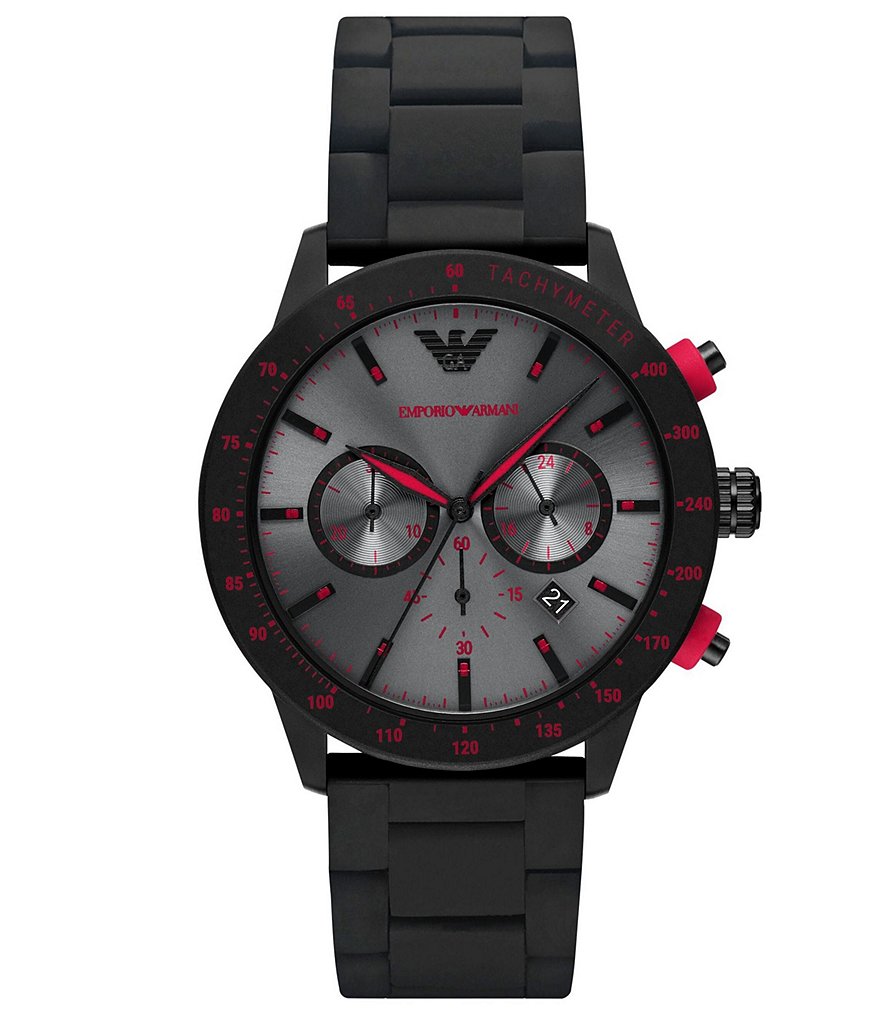 Emporio Armani Mario Chronograph Black Stainless Steel Watch