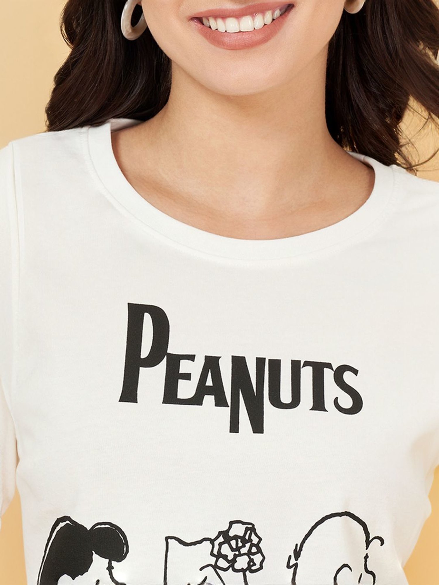 Honey by Pantaloons White Cotton Printed Crop T-Shirt