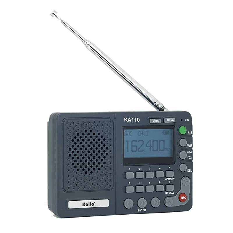 KA110 Compact Digital AMFM NOAA Weather Radio and MP3 Player with MicroSD Card Reader