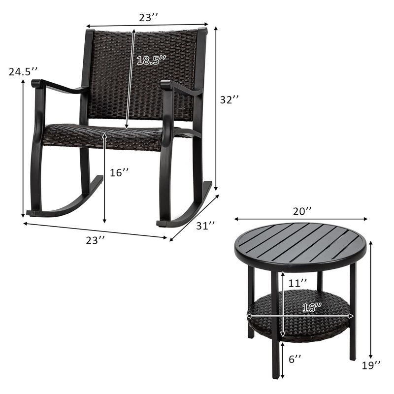 3pc Outdoor Wicker Conversation Set with Sofa Chairs & Table - Crestlive Products