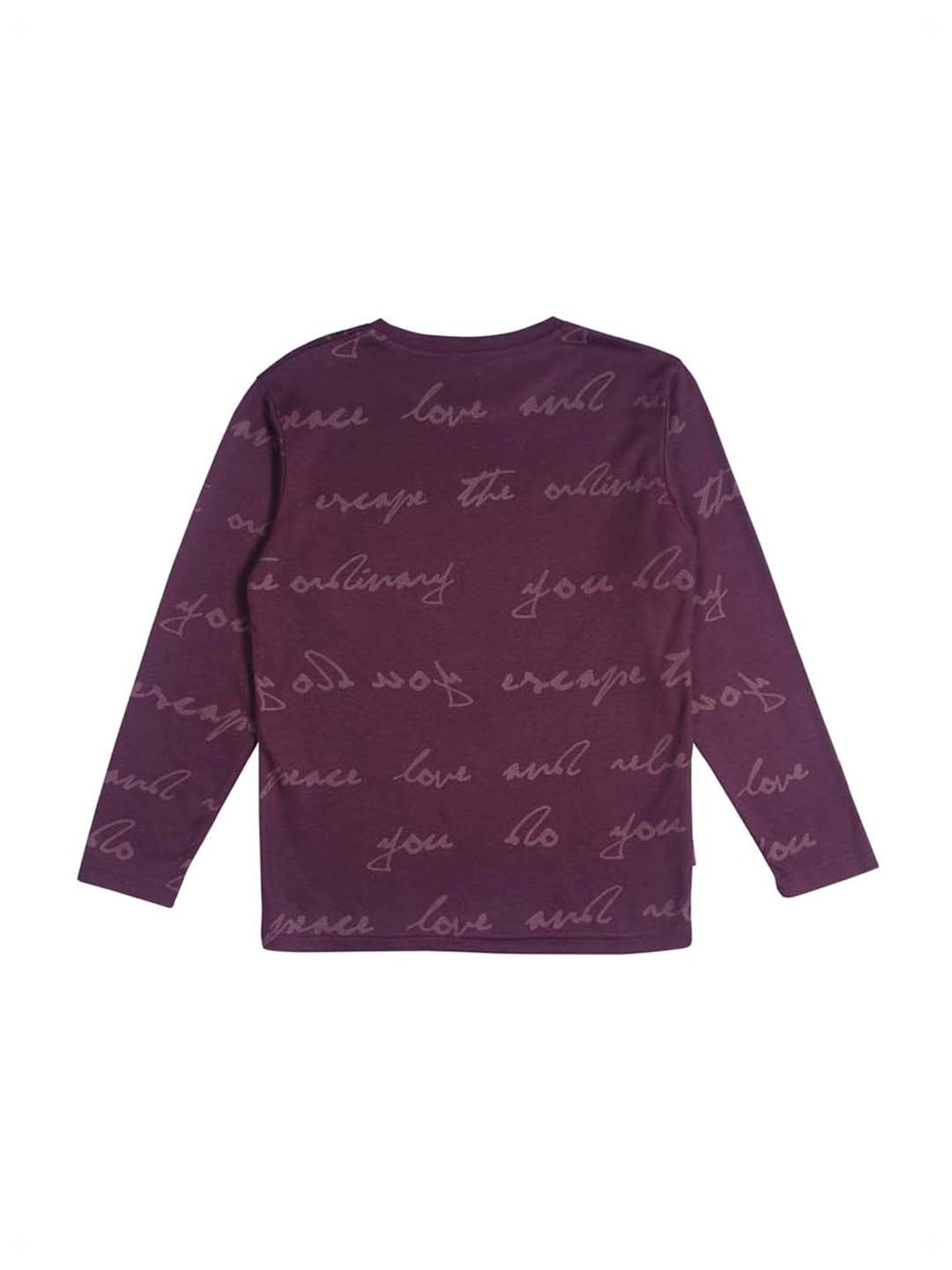 Gini & Jony Kids Maroon Cotton Printed T-Shirt